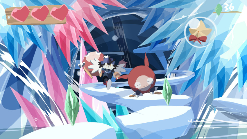 &lt;3 bubble cat cave crystals feline hat ice klonoa klonoa_(series) long_ears male mammal moo_(klonoa) neko_cer ribbons running sleeping star water