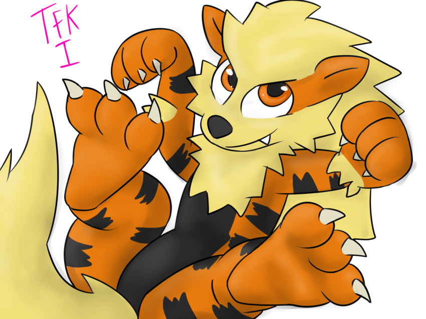 ambiguous_gender arcanine feral nintendo paws pok&eacute;mon pok&eacute;mon_(species) simple_background thefurryking1 video_games white_background