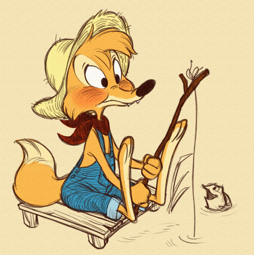 2018 anthro black_nose br'er_fox canine clothed clothing disney fox fur hat hi_res male mammal overalls song_of_the_south uochandayo