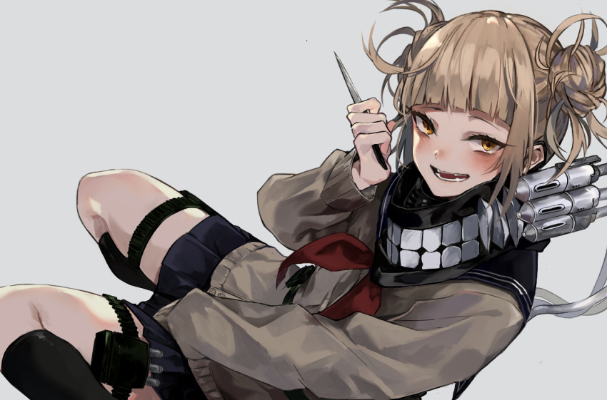 1girl blonde_hair boku_no_hero_academia cardigan pleated_skirt school_uniform serafuku skirt solo tagme toga_himiko