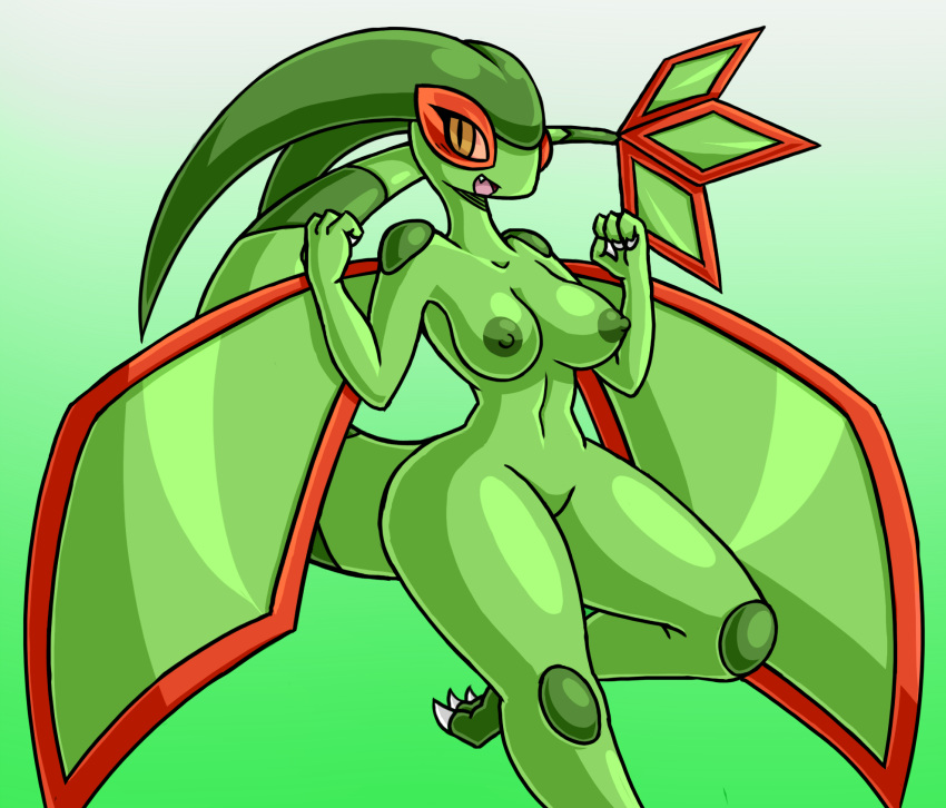 2018 anthro breasts dragon female flygon looking_at_viewer mammal nintendo nude open_mouth pok&eacute;mon pok&eacute;mon_(species) rakkuguy solo video_games wings