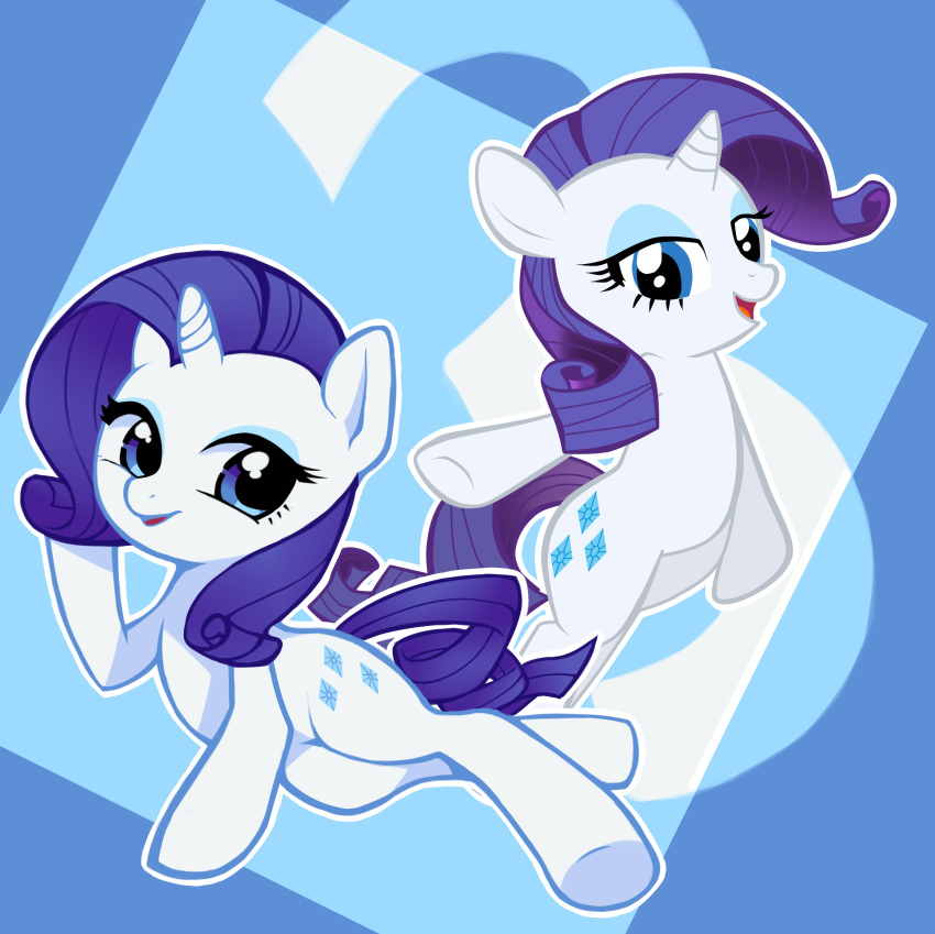 2013 aruurara blue_eyes blue_eyeshadow cutie_mark duality duo equine eyeshadow female feral friendship_is_magic fur hair half-closed_eyes hi_res horn makeup mammal my_little_pony purple_hair rarity_(mlp) square_crossover unicorn white_fur