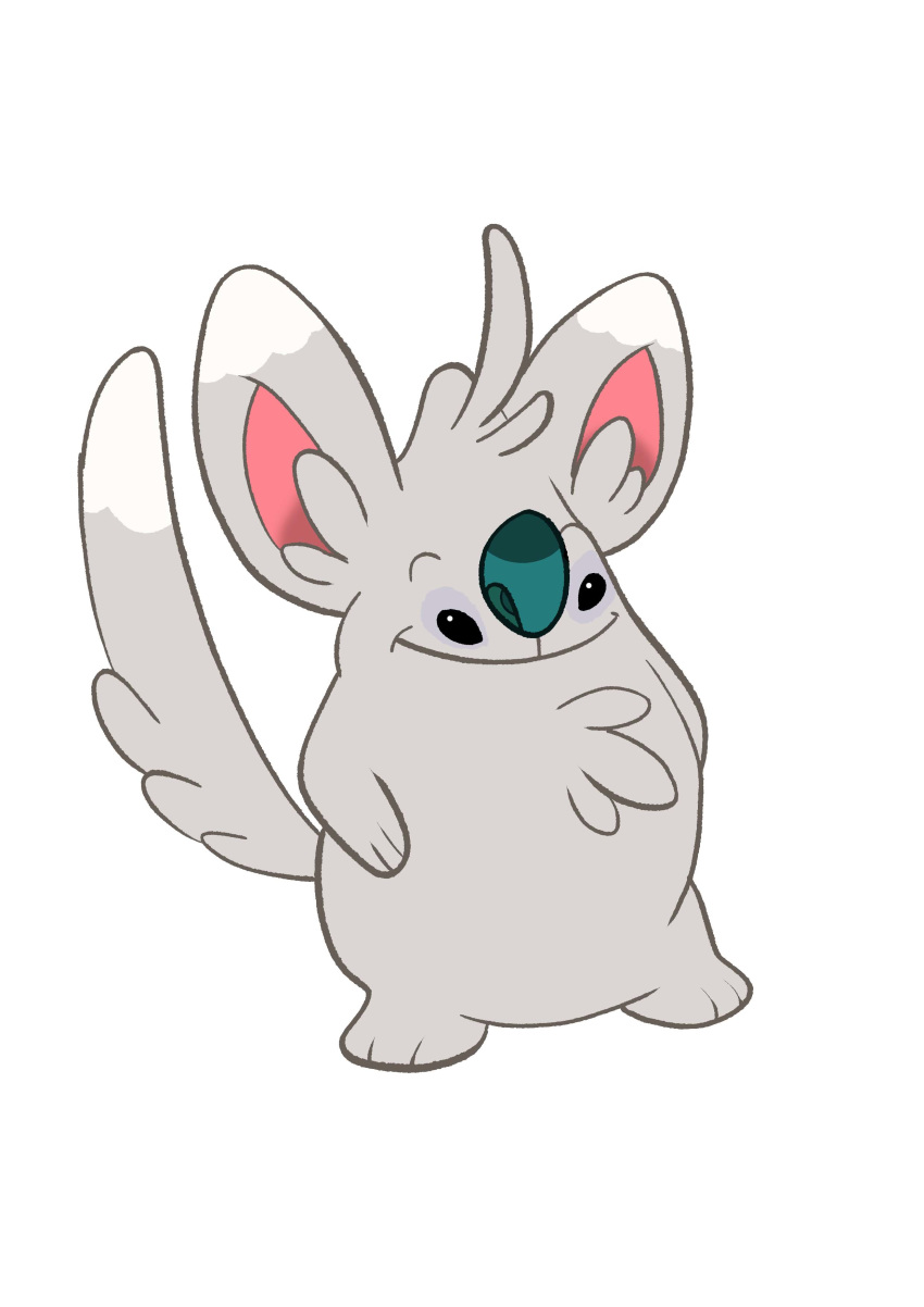 2018 absurd_res alien black_eyes chest_tuft dipstick_ears dipstick_tail disney experiment_(species) flat_colors fur grey_fur head_tuft hi_res hybrid lilo_and_stitch minccino multicolored_tail nintendo pok&eacute;mon pok&eacute;mon_(species) simple_background smile solo stamen_(lilo_and_stitch) standing teal_nose tombola1993 tuft video_games white_background
