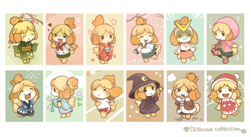 &lt;3 2016 animal_crossing anthro canine clothed clothing dog eyes_closed female isabelle_(animal_crossing) kanannbo kemono mammal nintendo open_mouth tagme video_games