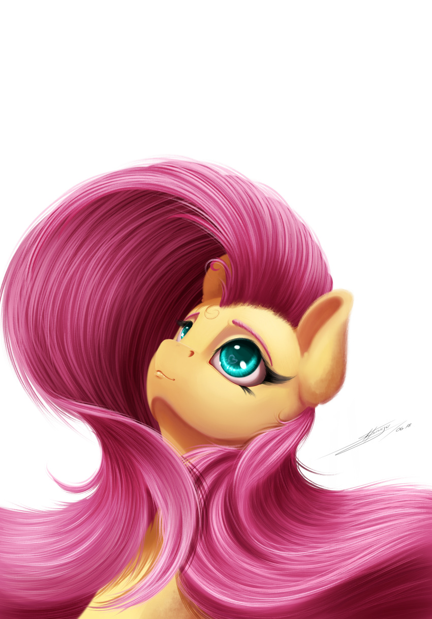 &lt;3 &lt;3_eyes 2018 blue_eyes equine female fluttershy_(mlp) friendship_is_magic hair horse mammal my_little_pony pink_hair pony simple_background skitsniga solo white_background