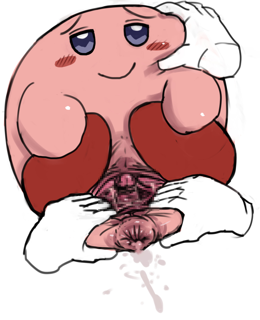 2017 anus blue_eyes blush disembodied_hand female kirby kirby_(series) nintendo pussy video_games what