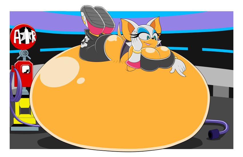 anthro bat belly belly_expansion belly_inflation big_belly big_breasts breasts cleavage clothed clothing digital_media_(artwork) expansion female huge_breasts hyper hyper_belly hyperflannel inflation invalid_tag mammal massive_belly outside rouge_the_bat skimpy solo sonic_(series) toony video_games