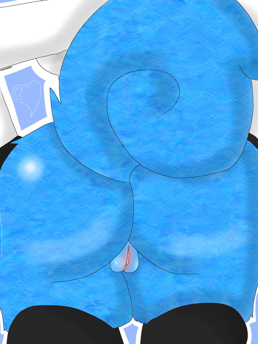 2018 anthro big_butt bottomless breasts butt canine clothed clothing curled_tail digital_drawing_(artwork) digital_media_(artwork) female fluffy fluffy_tail fur hands_on_hips hoodie huge_booty huge_butt invalid_tag lucario mammal nintendo nude pok&eacute;mon pok&eacute;mon_(species) pussy rear_view shiny simple_background solo standing thick_thighs traashmann video_games voluptuous wide_hips