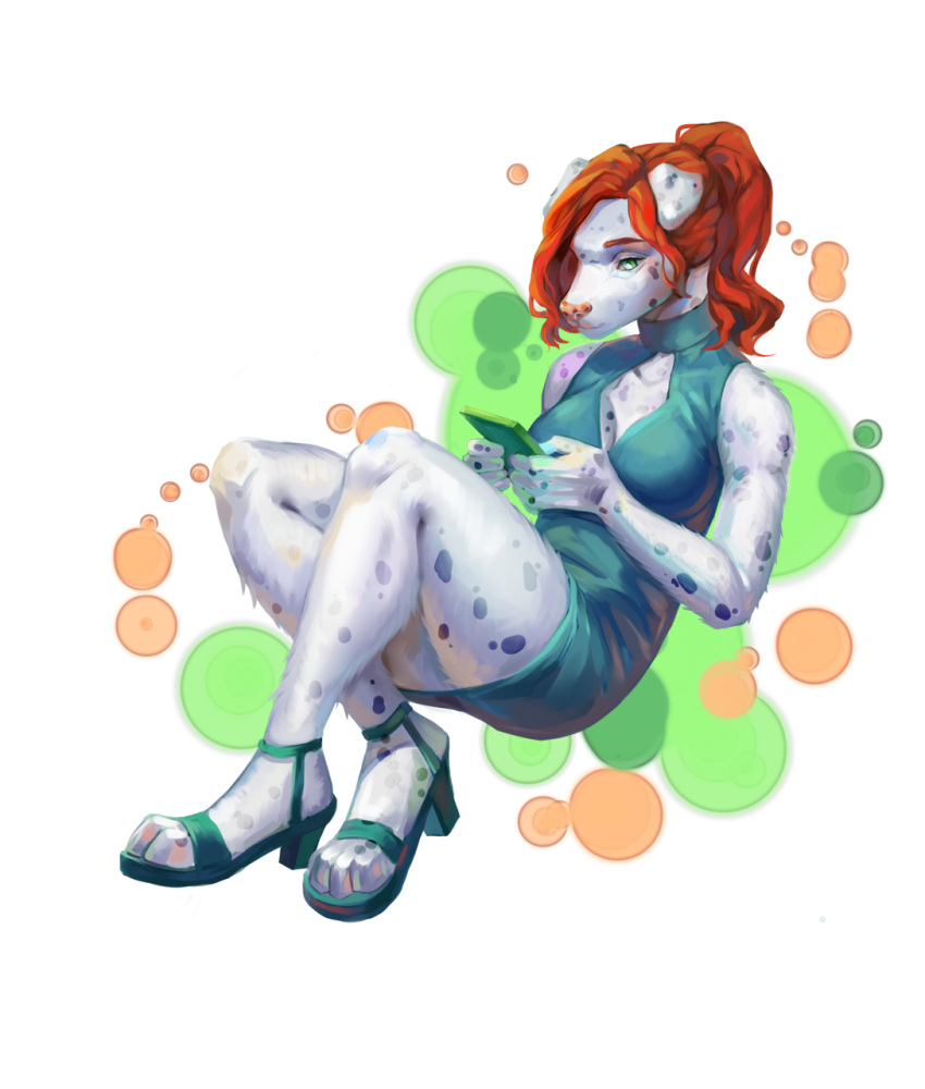 2018 4_toes 5_fingers alexthecatte anthro breasts canine clothed clothing dalmatian digital_media_(artwork) dog female green_eyes mammal poof-poof poofroom toes