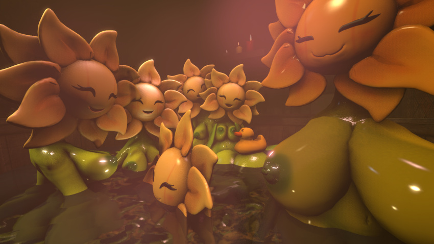 16:9 2018 3d_(artwork) adriandustred areola big_breasts breasts butt digital_media_(artwork) eyes_closed female flora_fauna group hi_res humanoid nintendo nipples open_mouth open_smile plant pok&eacute;mon pok&eacute;mon_(species) pok&eacute;morph smile source_filmmaker sunflora video_games water