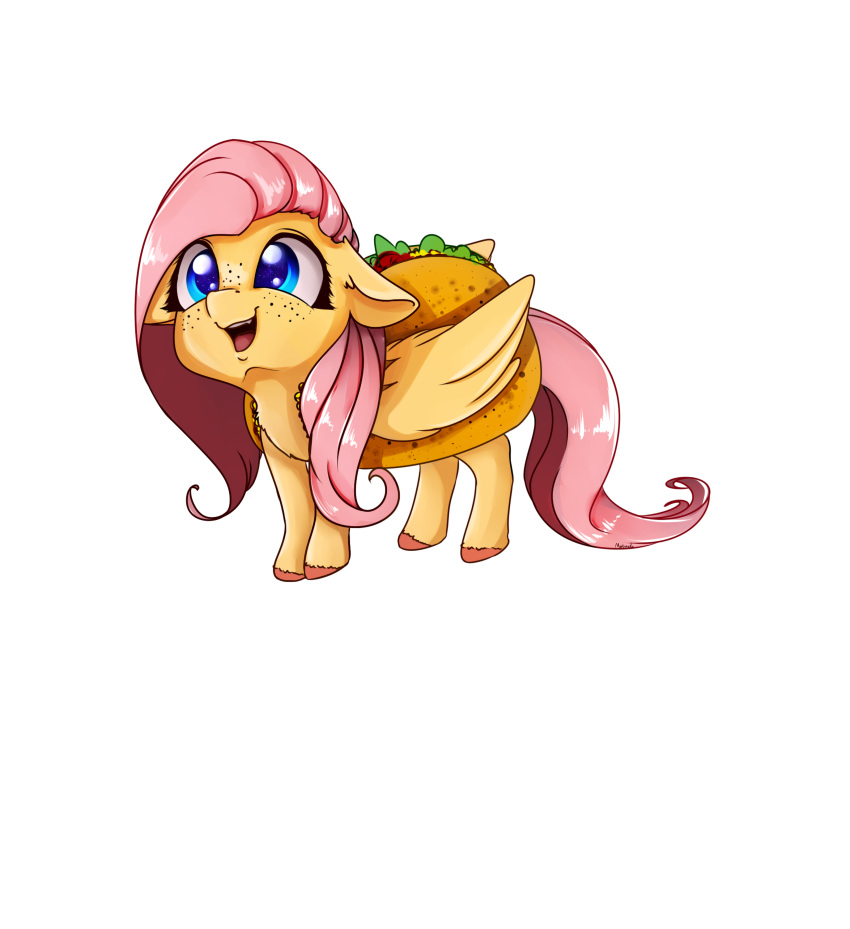 2018 absurd_res alpha_channel equine female feral fluttershy_(mlp) food freckles friendship_is_magic hair hi_res long_hair mammal miokomata my_little_pony open_mouth pegasus simple_background solo taco transparent_background wings