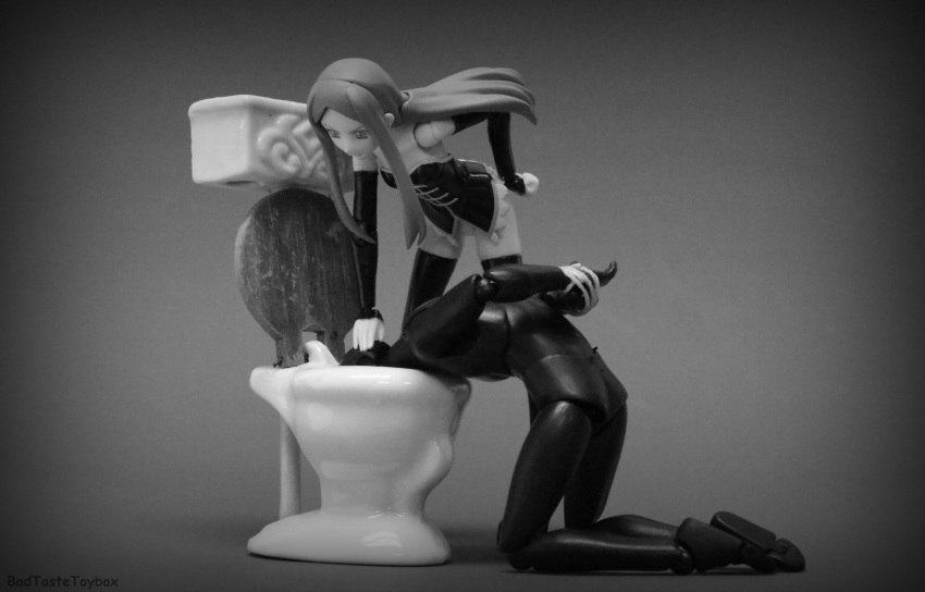 black_and_white caption_me crossover dominant_female dominatrix hand_oh_head hands_tied head_in_toilet himari_takakura interrogation knee_high_boots meitantei_conan penguindrum photo princess_of_the_crystal submissive_male takakura toilet toy_photography true_criminal