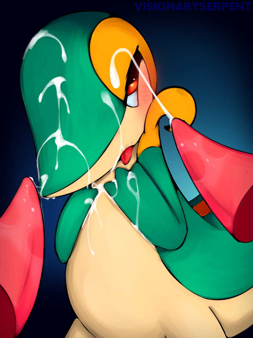 2018 blush cum cum_drip cum_on_body cum_on_chest cum_on_face cumshot digital_media_(artwork) disembodied_penis dripping ejaculation erection eyelashes female feral group half-closed_eyes looking_pleasured male male/female messy nintendo nude open_mouth orgasm penis pok&eacute;mon pok&eacute;mon_(species) red_eyes reptile scales scalie snivy solo_focus tongue tongue_out video_games visionaryserpent