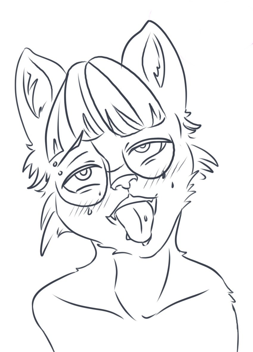 ahegao anthro canine cat chibi cum cute digital_media_(artwork) eyewear fan_character feline female feral fur glasses hair headshot invalid_tag looking_at_viewer looking_pleasured mammal mdwines nude open_mouth simple_background sketch solo standing tongue tongue_out