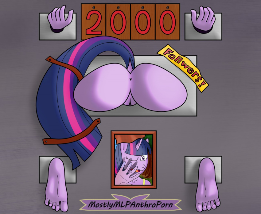 5_fingers 5_toes anthro anus barefoot bdsm bondage bound butt equine feet female friendship_is_magic mammal mostlymlpanthroporn my_little_pony nude public_use pussy solo stuck_in_wall toes twilight_sparkle_(mlp)