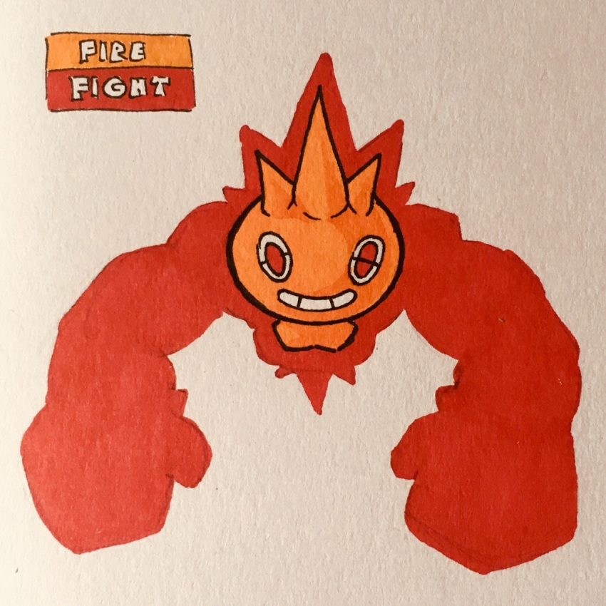 2018 ambiguous_gender english_text fak&eacute;mon firefightdex fist floating front_view full-length_portrait ghost glowing hatching_(technique) hi_res marker_(artwork) mfanjul mixed_media nintendo normal_rotom not_furry orange_body orange_eyes pen_(artwork) pok&eacute;mon pok&eacute;mon_(species) portrait red_body rotom shadow simple_background smile solo spikes spirit suspended_in_midair text toony traditional_media_(artwork) translucent_body two_tone_body video_games waddling_head white_background