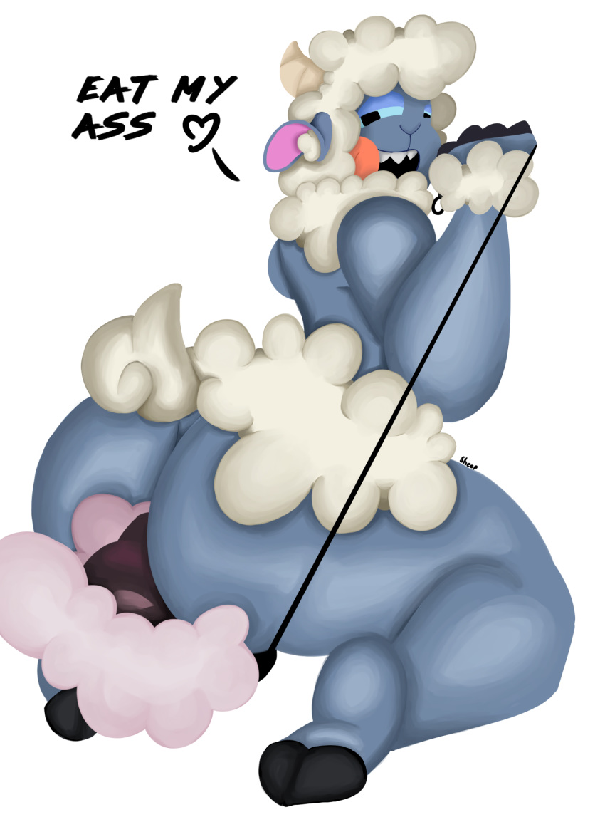 &lt;3 alpha_channel ambiguous_gender blush butt caprine collar facesitting half-closed_eyes homosheep_(artist) leash licking licking_lips looking_back mammal musicsheep sharp_teeth sheep teeth tongue tongue_out