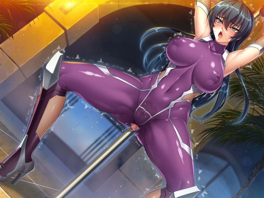 1girl anus blush candle censored game_cg igawa_asagi kagami_hirotaka long_hair open_mouth pole pussy pussy_juice taimanin_(series) taimanin_asagi taimanin_asagi_zero trembling wet wet_clothes