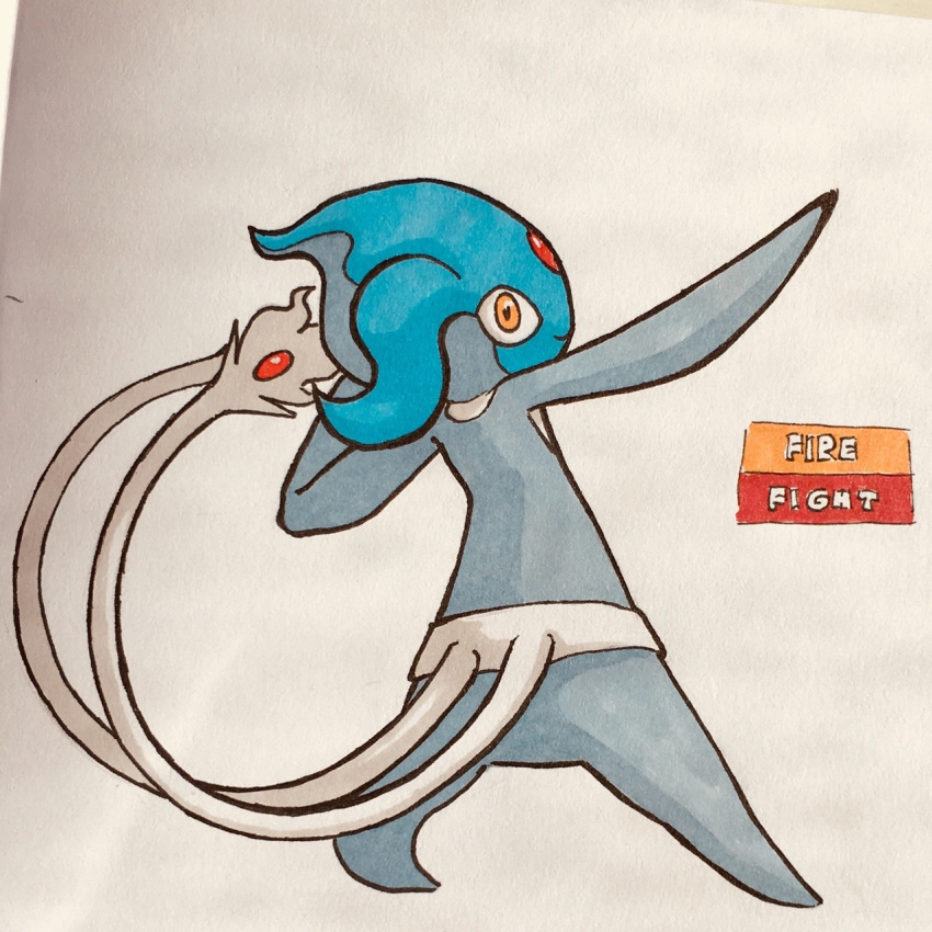 2018 2_tails ambiguous_gender azelf biped blue_body english_text fak&eacute;mon featureless_crotch featureless_feet featureless_hands firefightdex forehead_gem frown full-length_portrait gem grey_body grey_tail half-closed_eyes hi_res humanoid legendary_pok&eacute;mon looking_at_viewer looking_back marker_(artwork) mfanjul mixed_media multi_tail multicolored_body nintendo not_furry nude orange_eyes pen_(artwork) plantigrade pok&eacute;mon pok&eacute;mon_(species) portrait pose raised_arm rear_view ruby_(gem) shadow simple_background smile solo spread_legs spreading tail_tuft tendrils text toony traditional_media_(artwork) tuft video_games white_background wide_stance