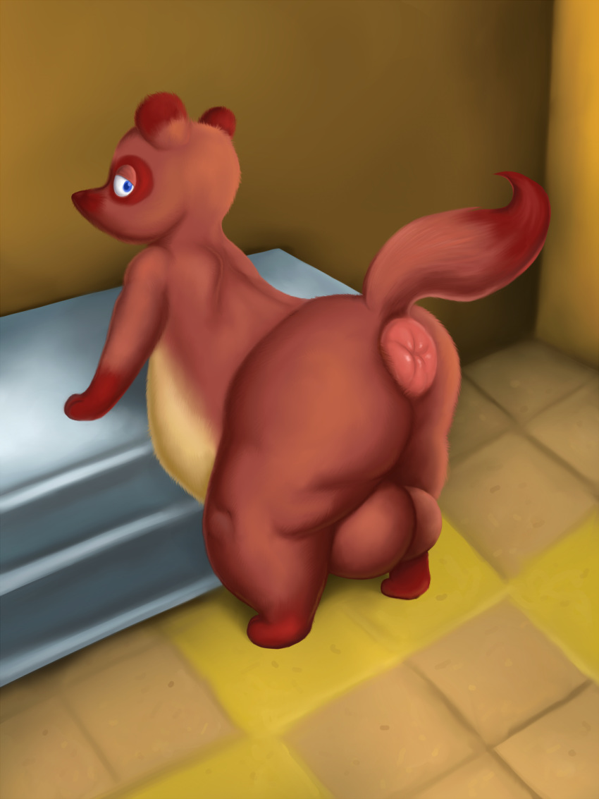 anal_prolapse animal_crossing anthro anus balls barefoot bent_over big_balls blue_eyes butt fur looking_at_viewer looking_back male mammal monsterblender nintendo nude presenting presenting_anus presenting_hindquarters procyonid prolapse raccoon slightly_chubby solo thick_thighs tom_nook_(animal_crossing) video_games