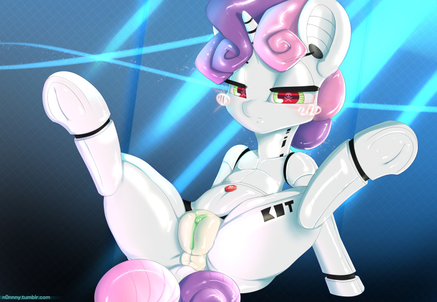 2018 absurd_res anus digital_media_(artwork) equine female friendship_is_magic hair half-closed_eyes hi_res horn looking_at_viewer machine mammal my_little_pony n0nnny pussy robot semi-anthro solo spread_legs spreading sweetie_belle_(mlp) sweetie_bot unicorn