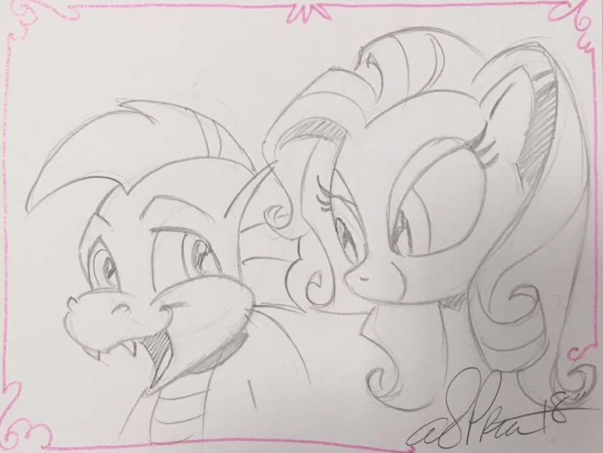 2018 andy_price dragon equine fangs female friendship_is_magic g3_spike_(mlp) male mammal my_little_pony reptile scalie traditional_media_(artwork) wysteria_(mlp)