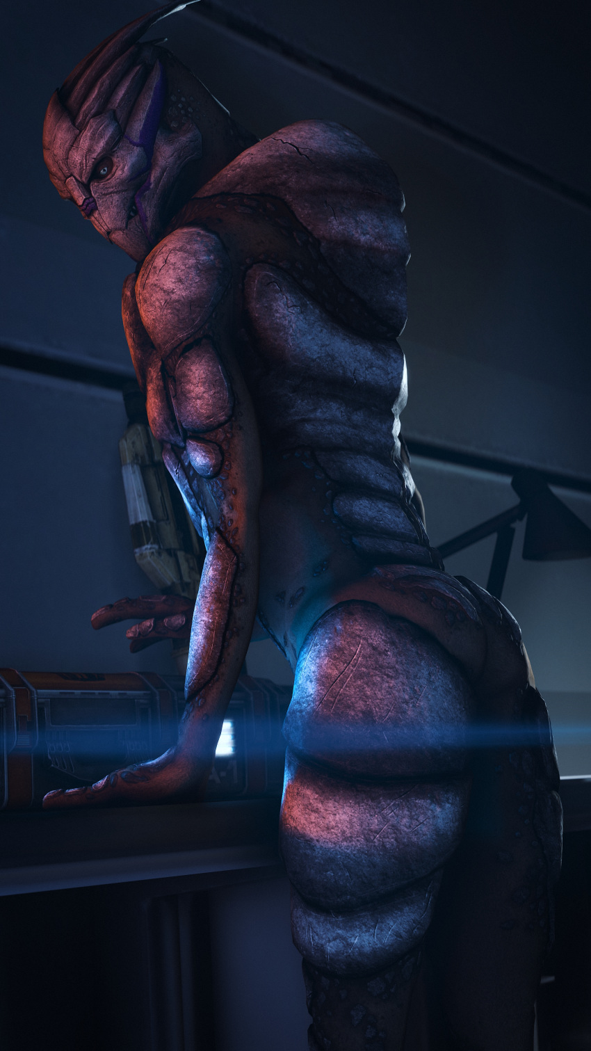 2018 alien butt hi_res male mass_effect nude pose presenting presenting_hindquarters rooking solo turian video_games
