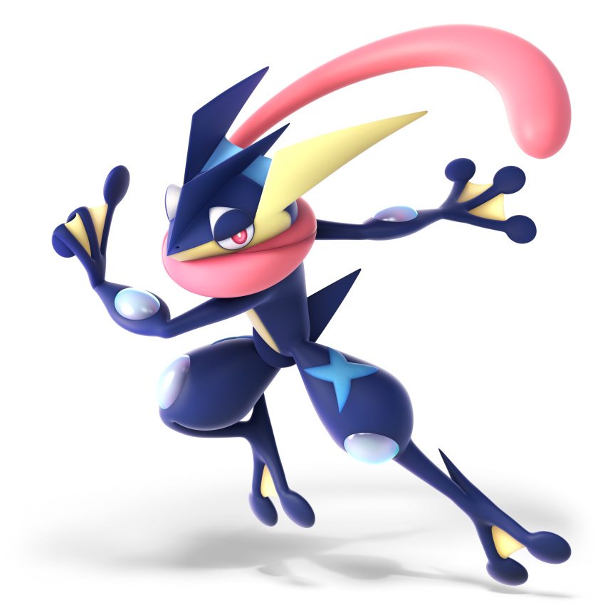 2018 2_toes 3d_(artwork) alpha_channel ambiguous_gender amphibian anthro blue_body digital_media_(artwork) greninja hi_res long_tongue nintendo official_art pink_eyes pok&eacute;mon pok&eacute;mon_(species) pose simple_background solo super_smash_bros super_smash_bros._ultimate toes tongue transparent_background unknown_artist video_games