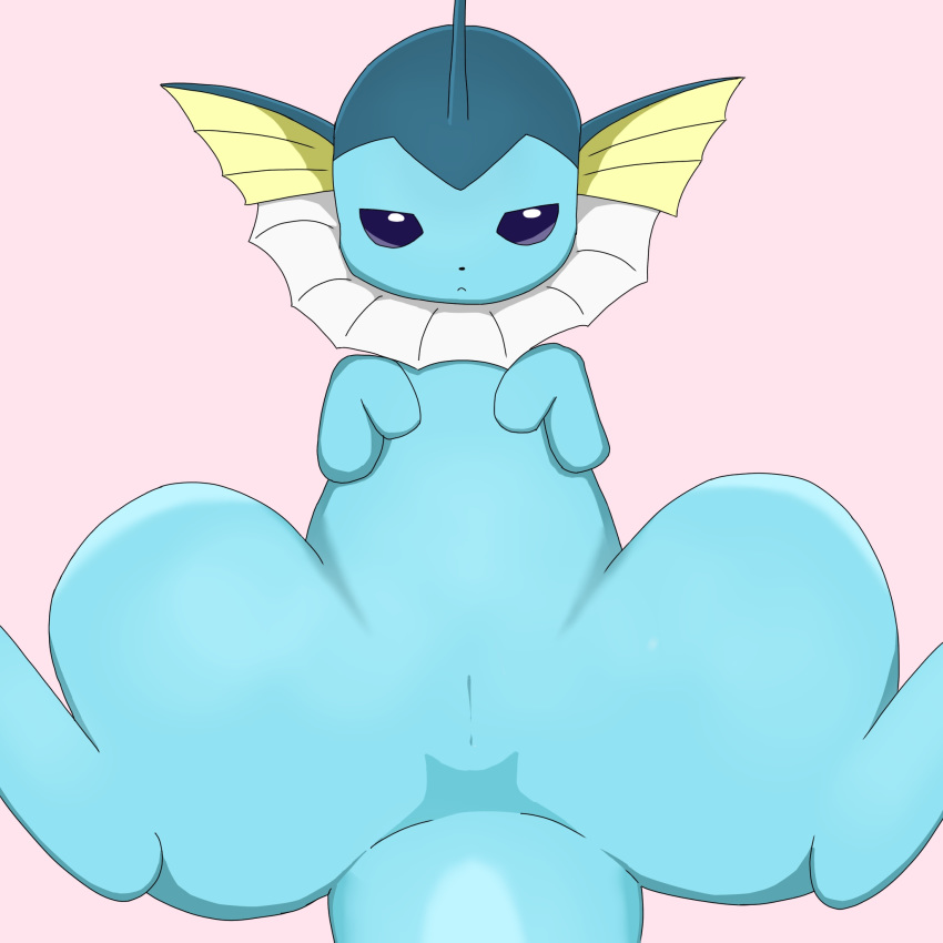2018 eeveelution female feral hi_res looking_at_viewer lying nintendo on_back pok&eacute;mon pok&eacute;mon_(species) presenting presenting_pussy pussy simple_background solo spread_legs spreading vaporeon video_games 山葵