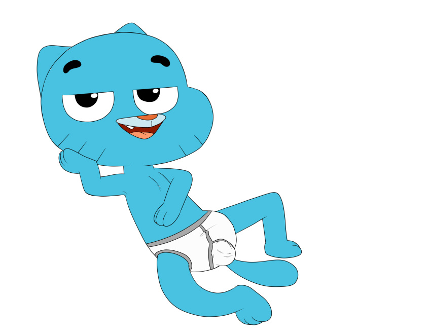 balls bulge cartoon_network clothing contimplatininspiratio digital_media_(artwork) gumball_watterson half_naked male penis solo the_amazing_world_of_gumball underwear visible_outline
