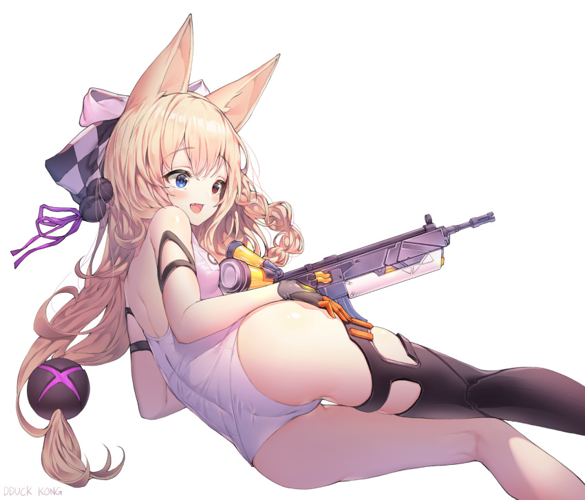 animal_ears ass g41_(girls_frontline) girls_frontline gun heterochromia lee_seok_ho school_swimsuit swimsuits thighhighs