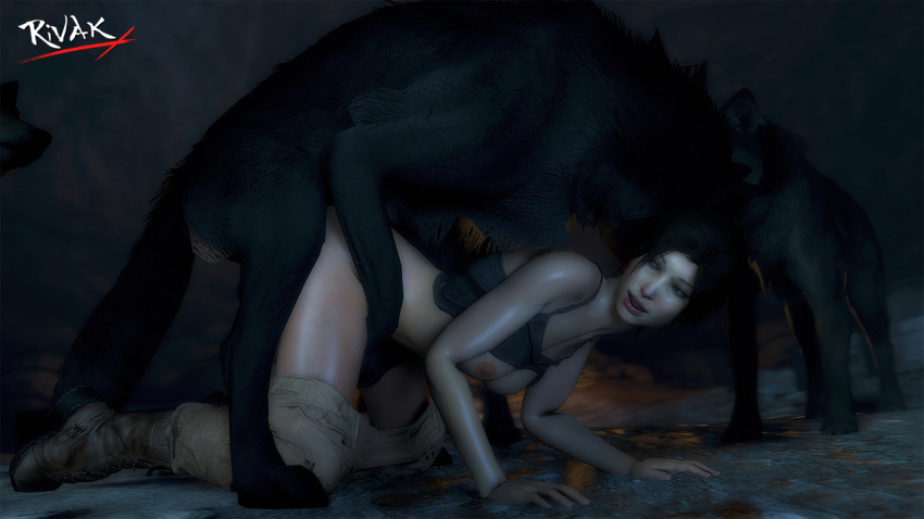 3d bestiality black_fur breasts brow_hair interspecies lara_croft rivak sex source_filmmaker tomb_raider wolf
