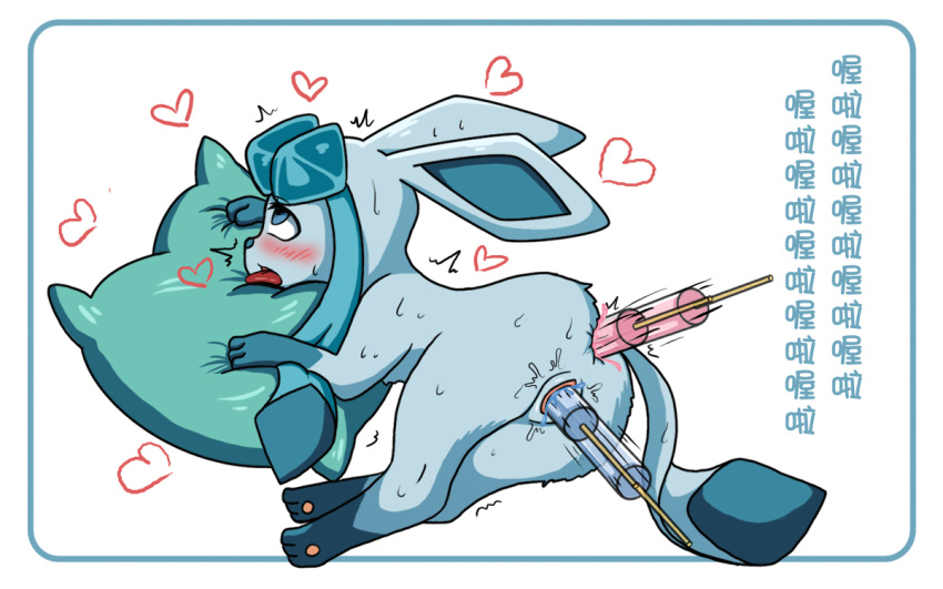 &lt;3 3_toes ahegao ambiguous_gender anal anal_penetration anus blue_eyes blue_fur blue_nose blue_paws blush butt canine ears_back eeveelution female female/ambiguous feral food fucked_silly fur glaceon looking_pleasured mammal nintendo open_mouth pawpads penetration pillow pink_pawpads pok&eacute;mon pok&eacute;mon_(species) popsicle pussy pussy_juice rear_view sd_(artist) shaking simple_background sweat tail_aside toes tongue tongue_out vaginal vaginal_penetration video_games white_background wide_eyed