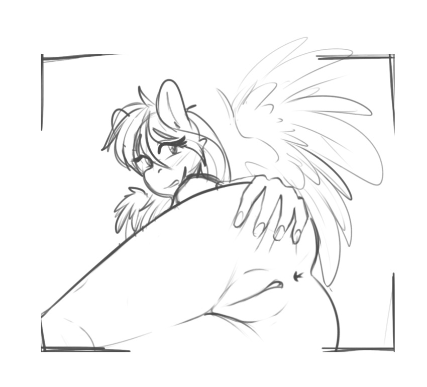 2018 anthro anus butt darkhazard equine feathered_wings feathers female friendship_is_magic hair mammal my_little_pony nude pegasus pussy rainbow_dash_(mlp) solo wings
