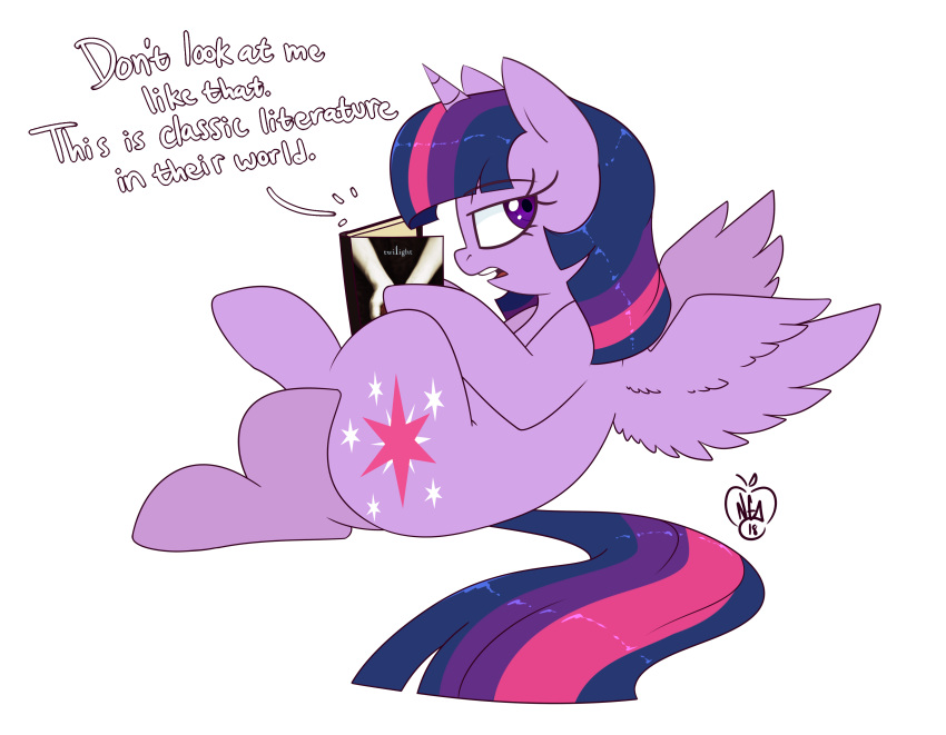 2018 alpha_channel book cutie_mark english_text equine feathered_wings feathers female feral friendship_is_magic hair hi_res horn looking_at_viewer mammal my_little_pony notenoughapples simple_background solo text transparent_background twilight_sparkle_(mlp) unicorn_horn winged_unicorn wings
