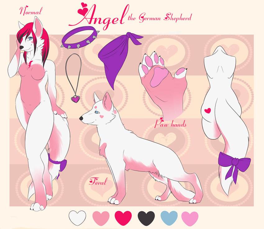 &lt;3 angelicdevil anthro bow canine dog female feral german_shepherd invalid_color invalid_tag juxzebra mammal