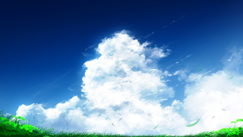 cloud cloudy_sky day grass highres leaf no_humans original outdoors scenery sky y_y_(ysk_ygc)