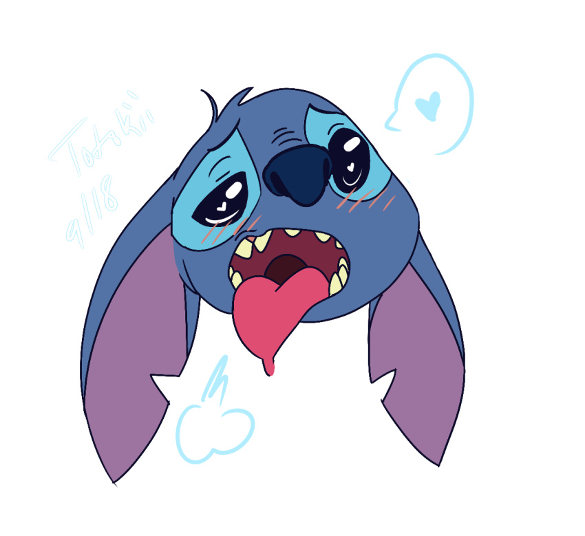 &lt;3 &lt;3_eyes 2018 ahegao alien alpha_channel blue_eyes blue_fur blue_nose blush breath digital_drawing_(artwork) digital_media_(artwork) disembodied_head disney drooling ears_down experiment_(species) fur head_tuft kogonotory lilo_and_stitch looking_pleasured notched_ear open_mouth raised_inner_eyebrows reaction_image saliva signature simple_background stitch tongue tongue_out transparent_background tuft