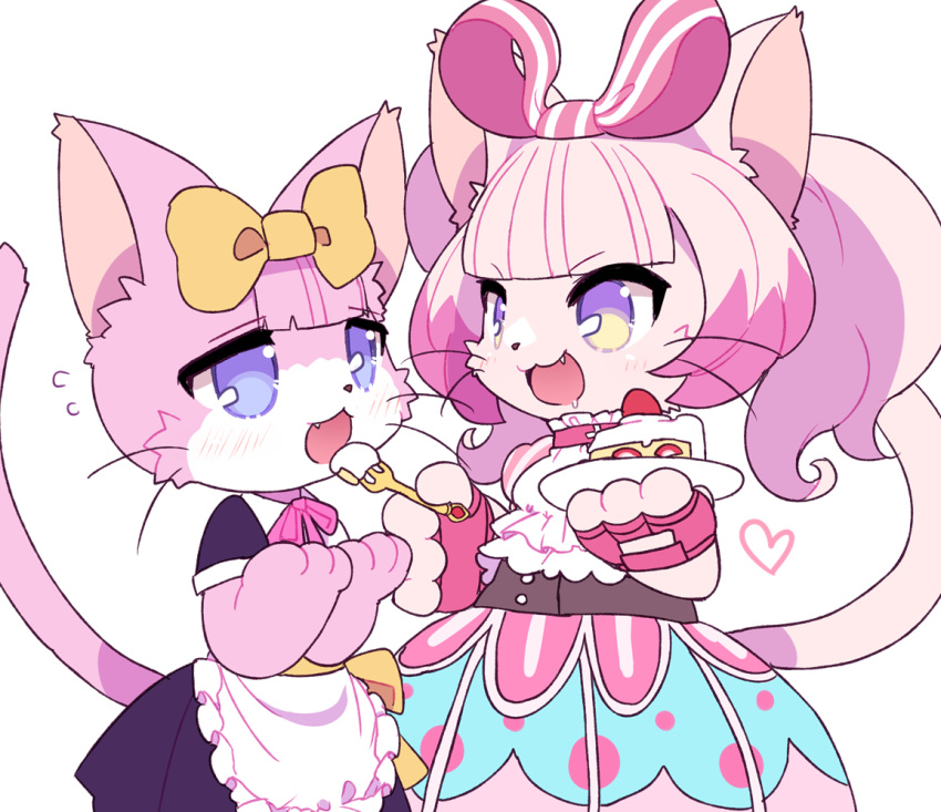 2girls blonde_hair cake cat_busters eating food furry gs7dv65ngkrft7m hair_ribbon maid multiple_girls open_mouth ribbon short_hair