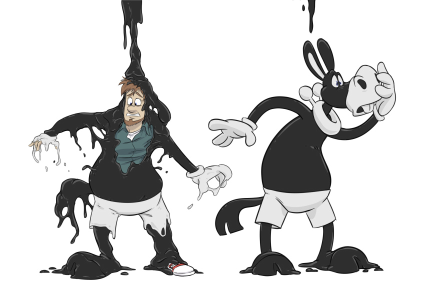 anthro clothing donkey equine gloves human human_to_anthro mammal nickwolf old_toon paint rubber sequence solo species_transformation toony transformation