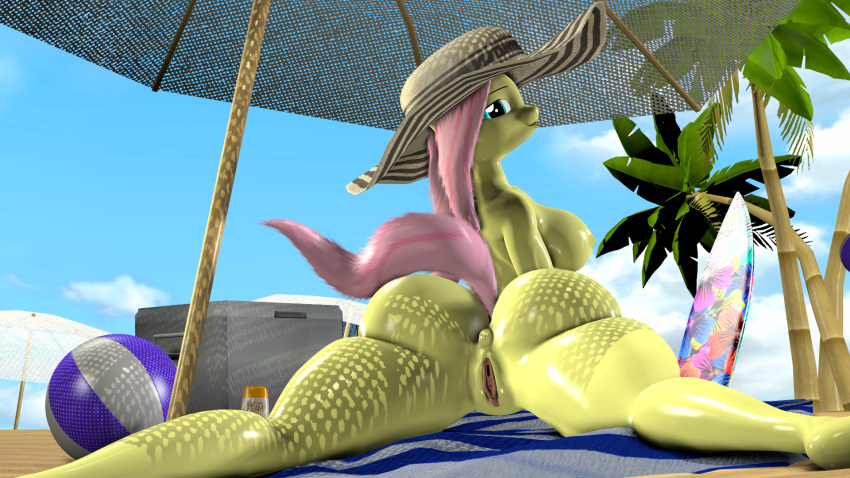3d_(artwork) anus beach big_butt breasts butt digital_media_(artwork) equine female fluttershy_(mlp) friendship_is_magic hair hat horse looking_at_viewer mammal my_little_pony nipples nude pervertguy341 pink_hair pony presenting presenting_hindquarters presenting_pussy pussy seaside side_boob source_filmmaker spread_legs spreading