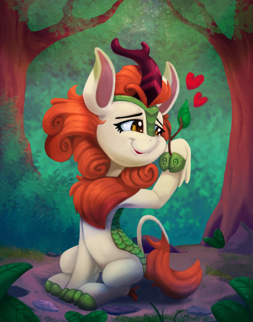 &lt;3 2018 autumn_blaze_(mlp) equine female feral forest friendship_is_magic green_scales hair kirin mammal my_little_pony scales scalie smile solo thediscorded tree