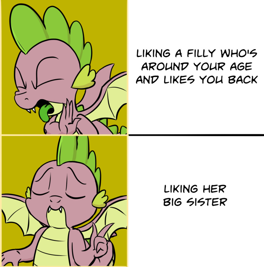 2018 ambiguous_gender anthro comic disgusted dragon dragon_wings english_text fangs friendship_is_magic meme my_little_pony pony-berserker smile spike_(mlp) text wings