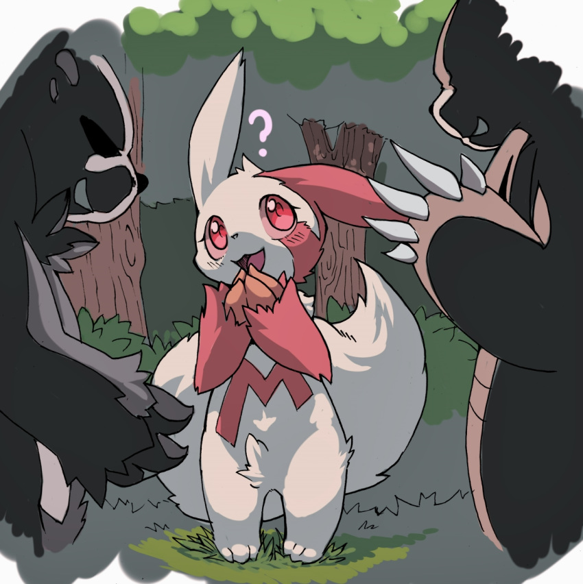 ? claws crotch_tuft female fur grass imminent_rape male nintendo open_mouth outside pangoro pok&eacute;mon pok&eacute;mon_(species) red_eyes red_fur simple_background tamanosuke tongue tree tuft ursaring video_games white_fur zangoose