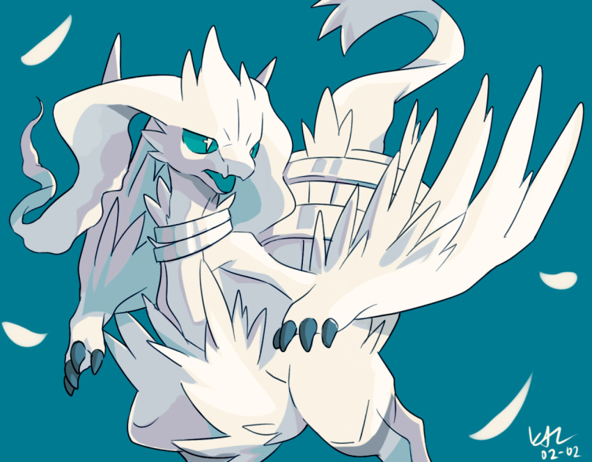 2017 ambiguous_gender biped blue_background blue_sclera cheek_tuft claws crotch_tuft digital_media_(artwork) dragon feathered_wings feathers featureless_crotch feral fur legendary_pok&eacute;mon looking_away nintendo nude open_mouth pok&eacute;mon pok&eacute;mon_(species) portrait reshiram restricted_palette signature simple_background solo suspended_in_midair teeth three-quarter_portrait tuft video_games white_eyes white_feathers white_fur white_wings wings zuekrz