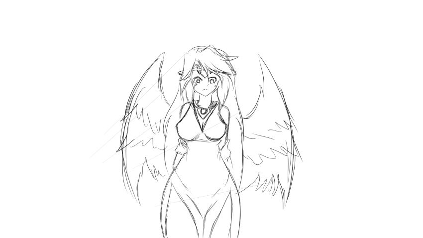 ! 1girl angel animated breast_expansion ilias mon-musu_quest! monster_girl ripped_clothing solo wings