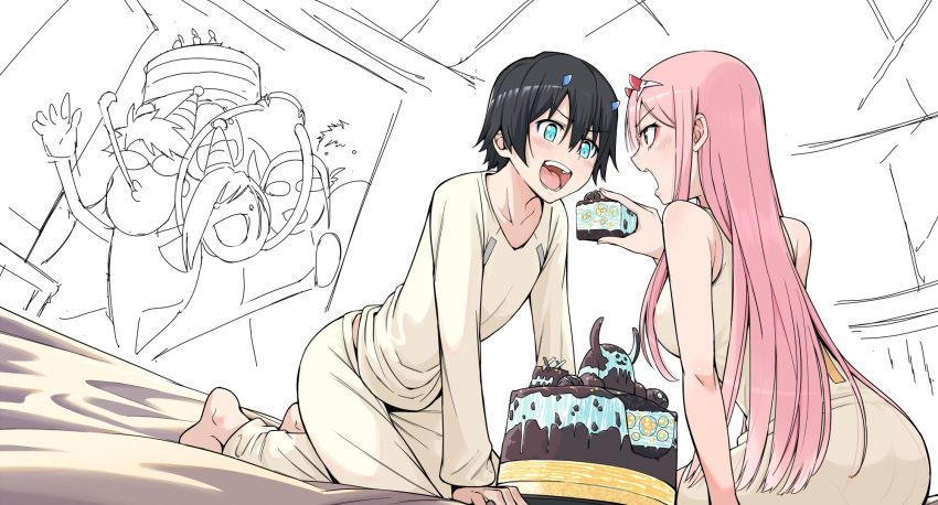 chenaze57 darling_in_the_franxx hiro_(darling_in_the_franxx) horns sketch tagme zero_two_(darling_in_the_franxx)