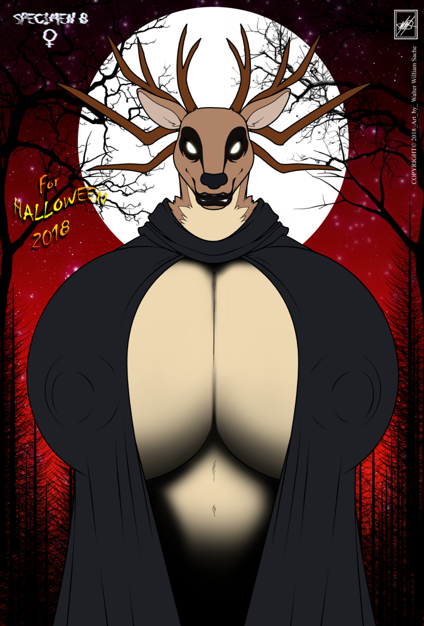 antlers big_breasts black_lips breasts cervine female horn mammal specimen_8 spooky's_jump_scare_mansion walter_sache