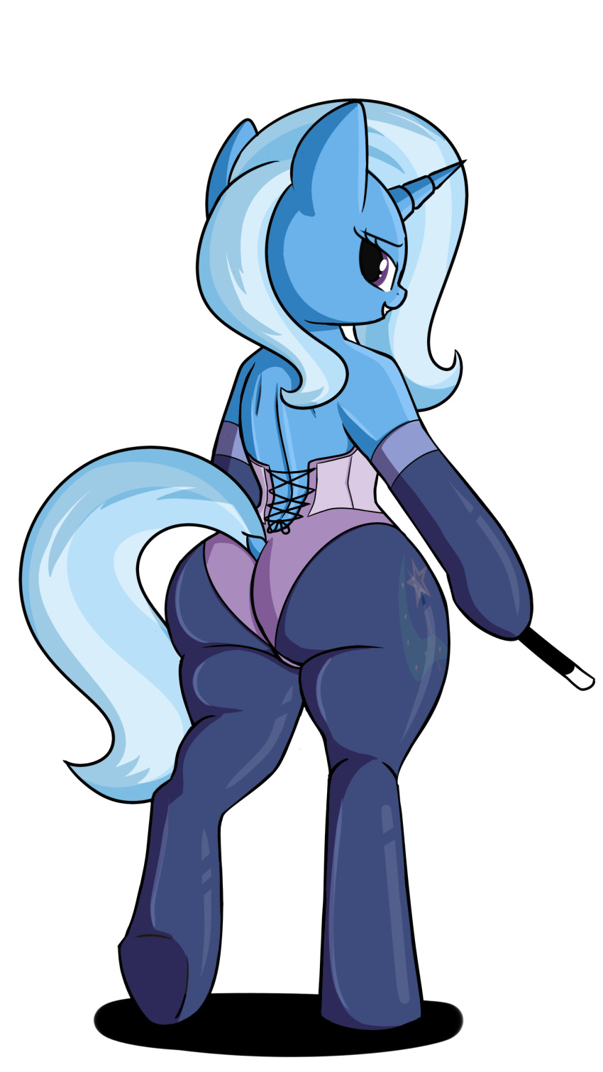 absurd_res andelai bedroom_eyes big_butt butt clothing corset equine female feral friendship_is_magic half-closed_eyes hi_res horn leotard lingerie mammal my_little_pony seductive spandex tight_clothing trixie_(mlp) unicorn wand