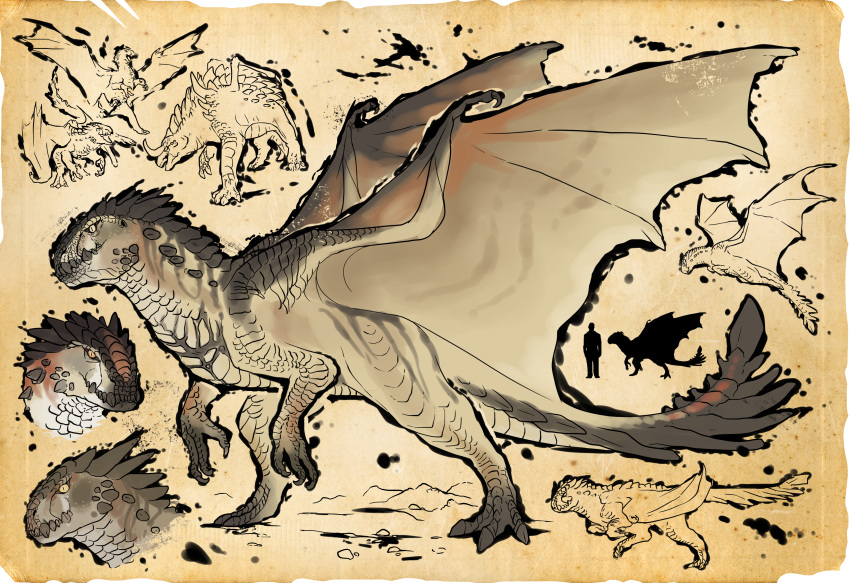 2018 3_toes absurd_res claws digital_media_(artwork) dragon feral hi_res hybrid membranous_wings model_sheet solo soulsplosion standing toes wings